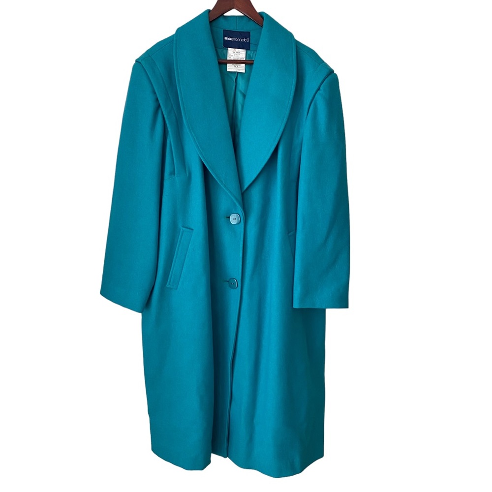 Vintage Impromptu Wool Blend Green Long Coat Jacket